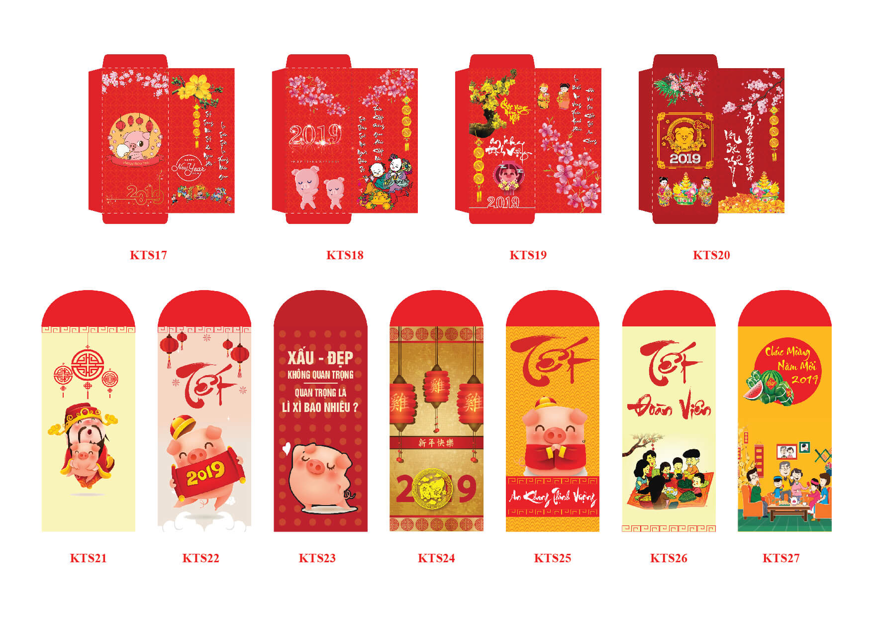 Mẫu bao lì xì phong cách heo mập chibi
